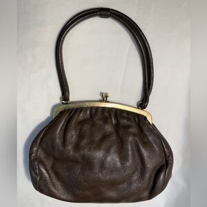 Vintage Classic 60s MCM leather faux?‘vegan?brown handbag purse top handle